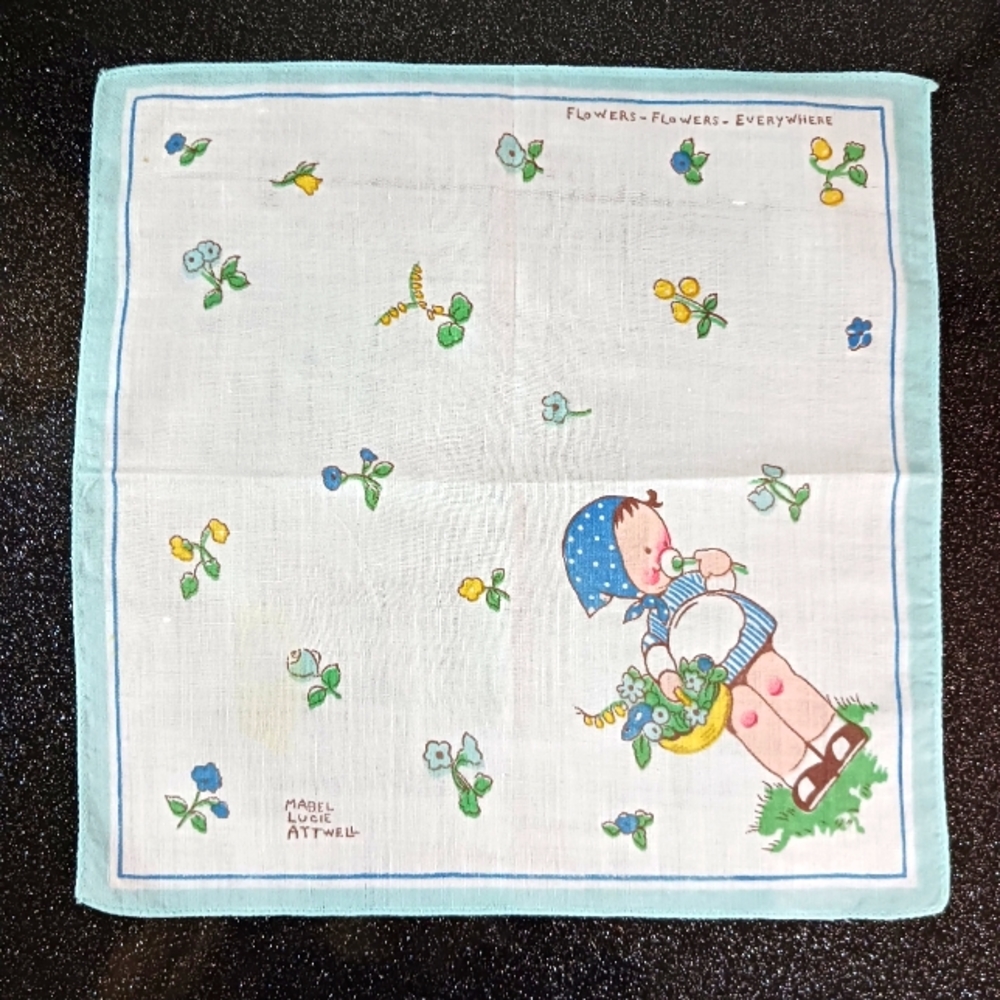 Vintage Mabel Lucie Attwell Children's Hankerchief.